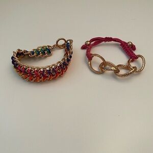 Gold And Rainbow Chain Link Bracelet Set.
